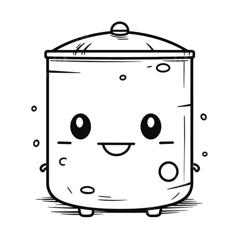 Little Pot Illustration In Simple And Happy Style Outline Sketch Drawing Vector, Water Tank ...