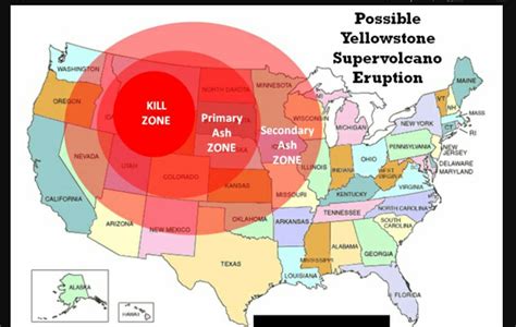 Yellowstone Supervolcano Eruption Map - Tourist Map