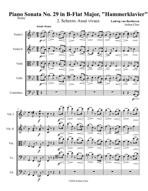 Hammerklavier Sonata, Movement 2 (arr. Joshua Choe) Sheet Music | Ludwig van Beethoven | Orchestra