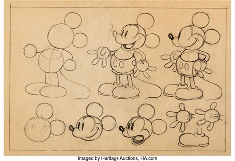 Mickey Mouse Animators Practice Model Sheet Original Art Walt Disney, c ...