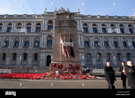 The Cenotaph, Whitehall, London - with wreaths laid on Remembrance Day ...