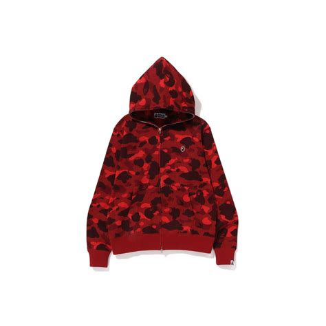 BAPE Color Camo Thermal Full Zip Hoodie RedBAPE Color Camo Thermal Full Zip Hoodie Red - OFour