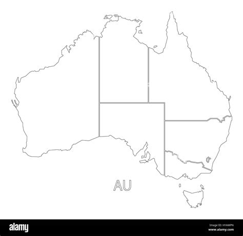 Australia outline silhouette map illustration with states Stock Vector ...