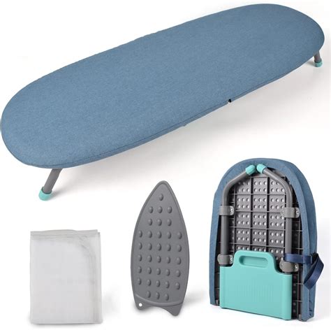 Foldable Ironing Board, Travel Ironing Stand with Heat Resistant Ironing Board Cover, Easily ...