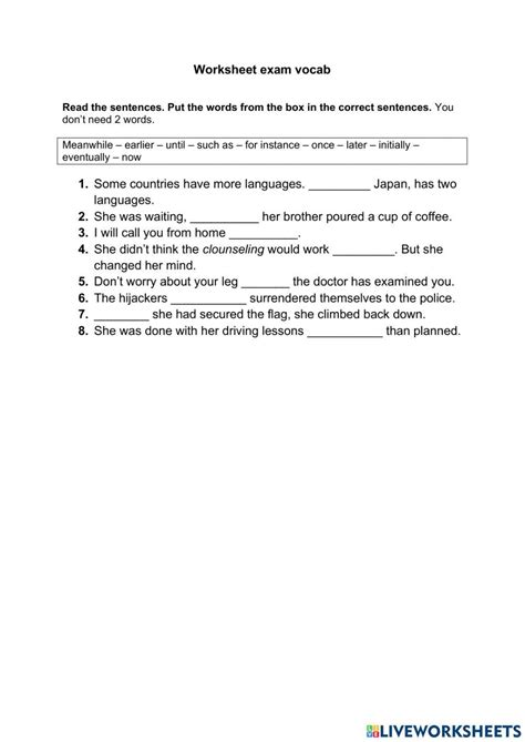 Signal words online worksheet | Live Worksheets