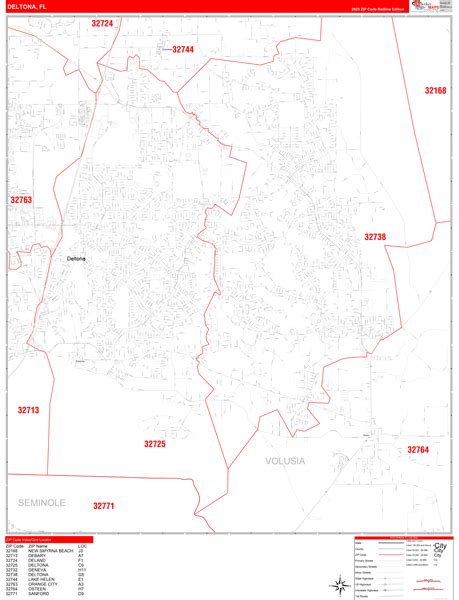 Deltona Florida Zip Code Wall Map (Red Line Style) by MarketMAPS - MapSales