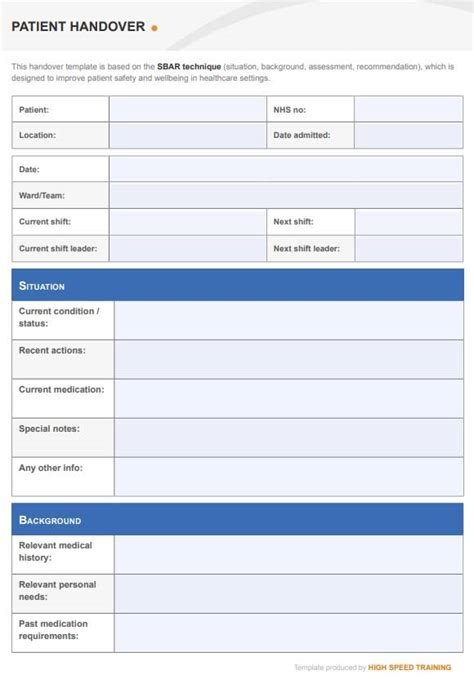 Nursing Handoff Report Template