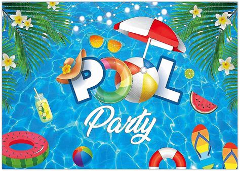 7x5ft Pool Party Backdrop Summer Swimming Balls Lifebuoy Water Wave ...