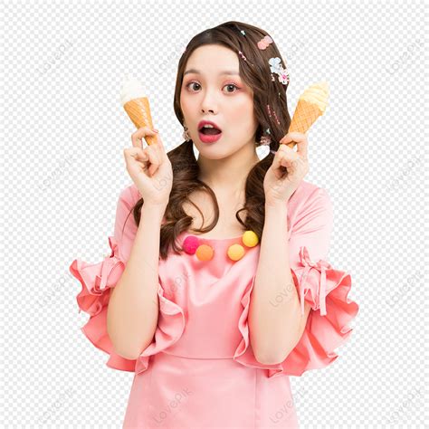 Sweetheart Girl Holding Ice Cream In Hand, Ice Cream, Hand Holding Ice Cream, Material PNG Image ...