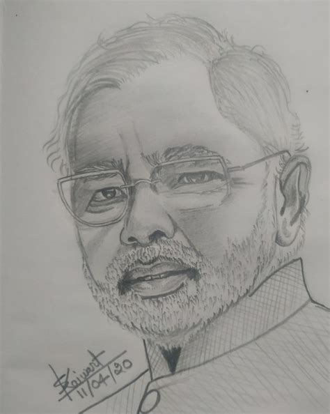 Pencil Sketch Of PM Narendra Modi - Desi Painters