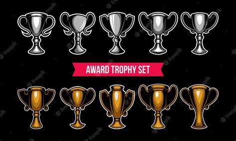 Premium Vector | Gold and silver trophy vector set