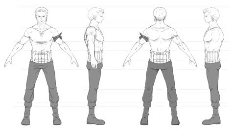 Roronoa Zoro Blueprint - Download free blueprint for 3D modeling