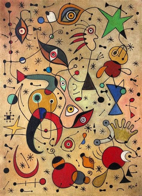 an abstract painting with many different shapes and colors on the ...