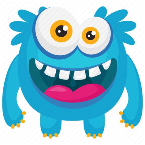 Blue monster, demon, funny monster, furry funny monster, smiling monster icon - Download on ...