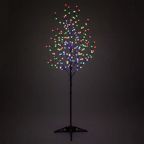 6' Brown Decorative Tree, Multicolor LED Mini Globe Lights - Yard Envy