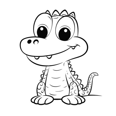 Cute Alligator Coloring Page With Eyes And Snout Outline Sketch Drawing ...