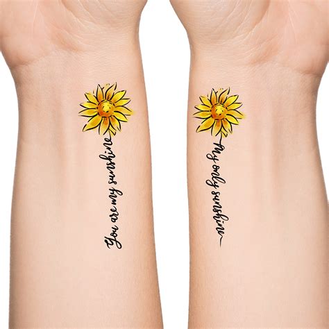 You Are My Sunshine Sunflower Matching Temporary Tattoo / Bff - Etsy