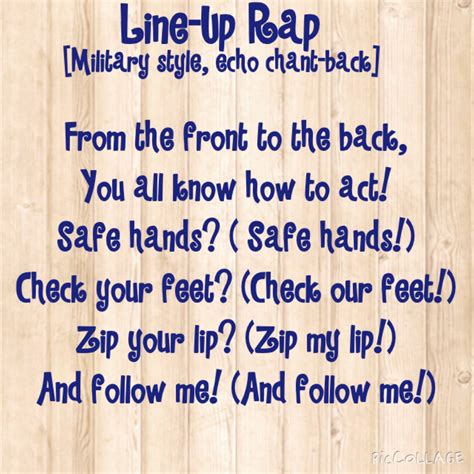 Line up chant to help quiet children before leaving the classroom ...