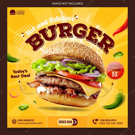 Premium Vector | Delicious burger and food menu flyer template