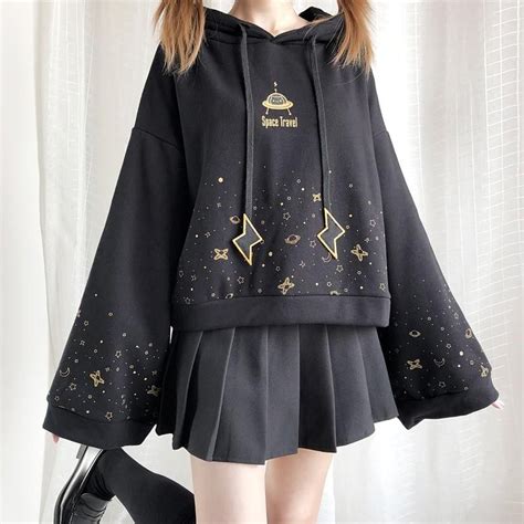 Black Space Travel Hoodie Jumper SP14483 | Kawaii fashion outfits, Kawaii clothes, Clothes