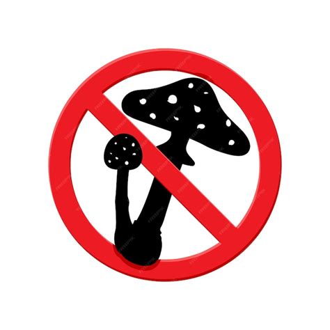 Premium Vector | Stop fungus sign fungal infection prevention black mushroom icon with red ...