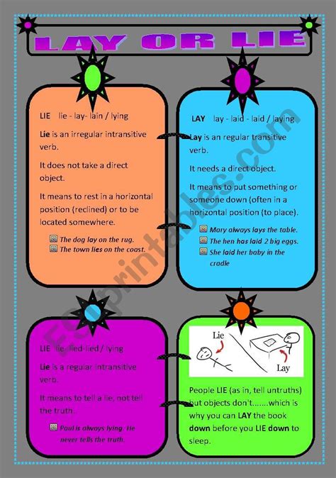 LIE, LAY or LIE - ESL worksheet by pipoto