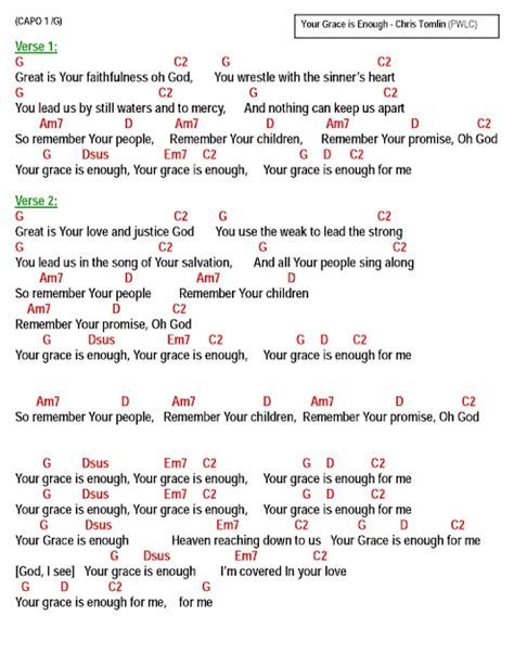 YOUR GRACE IS ENOUGH - lyrics and chords ~ Faith and Music