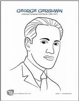 George Gershwin  Free Famous Composer Coloring Page sketch template