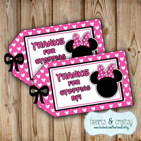 Minnie Mouse Party Favor Tags DIY / Gift Tags / Minnie Mouse Birthday Party FILE to PRINT - Etsy