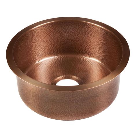 SINKOLOGY Ducreux Dual Mount Copper 17 in. Handmade Pure Solid Bar Sink in Antique Copper-SP504 ...