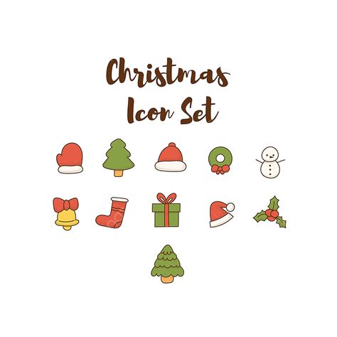 Christmas Card Collection Vector Design Images, Cute Christmas Icon Set Collection, Christmas ...