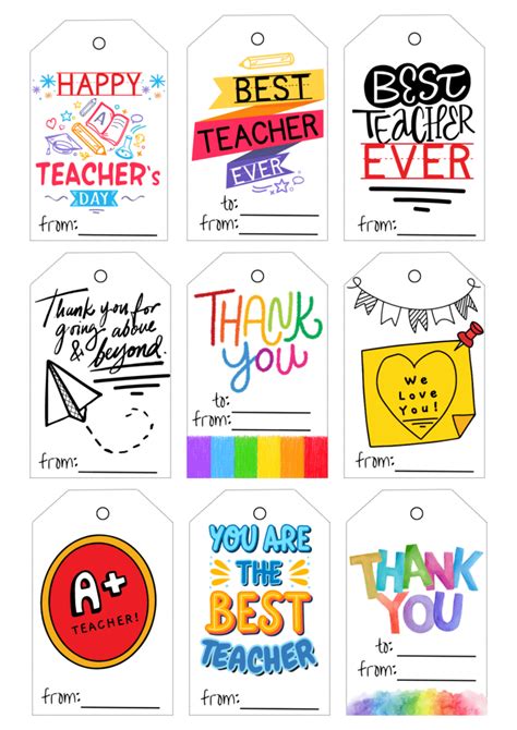 20 Free Printable Teacher Appreciation Tags - Prudent Penny Pincher