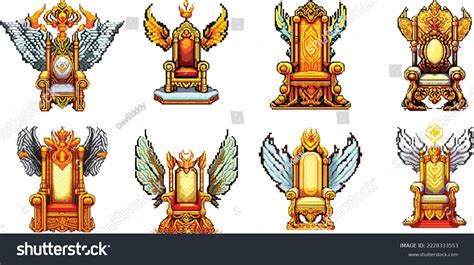 Golden Ornamentation Throne Pixel Art Style Stock Vector (Royalty Free) 2228333553 | Shutterstock