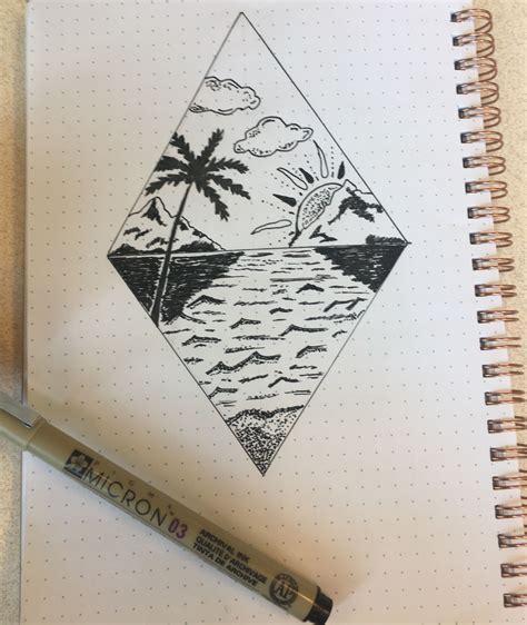 Geometric drawing beach mountains | Geometric drawing, Beach drawing, Space drawings