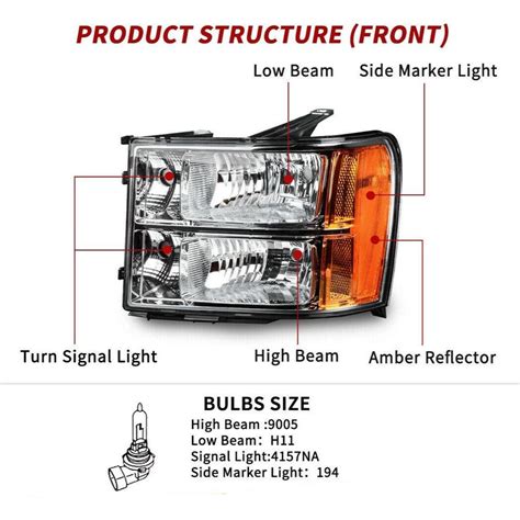 YITAMOTOR® Headlight Assembly For 07-13 GMC Sierra 1500/07-14 GMC Sier ...