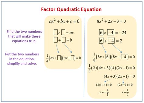 Factoring Quadratic Equations (examples, solutions)