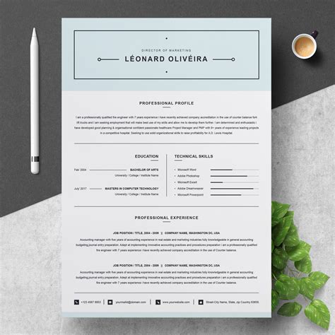 Paper & Party Supplies Templates Professional Modern Resume Resume Template Simple CV Resume ...