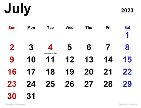 july 2023 calendar free printable calendar - july 2023 calendar free ...