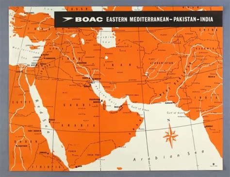 BOAC EASTERN MEDITERRANEAN Pakistan India Map Flight Bulletin Position Report 1 £19.95 - PicClick UK