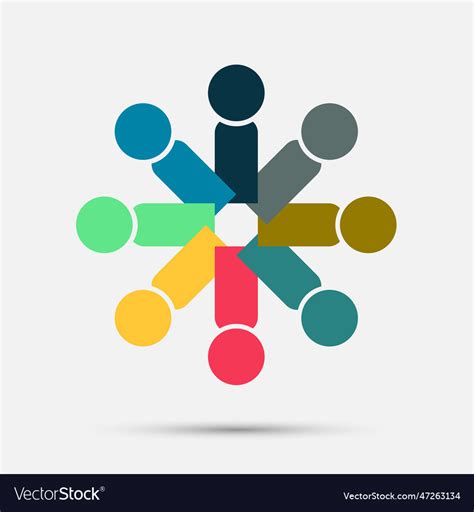 Abstract colorful people in a circleteamwork Vector Image