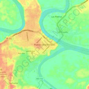 Puerto Maldonado topographic map, elevation, relief