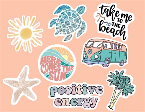 Aesthetic Beach Sticker Pack | Etsy