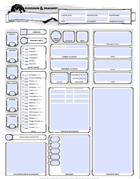 D&d 5e Fillable Character Sheet - Fillable Form 2024