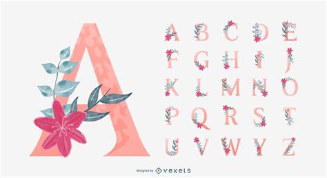 Floral Alphabet Design Pack Vector Download