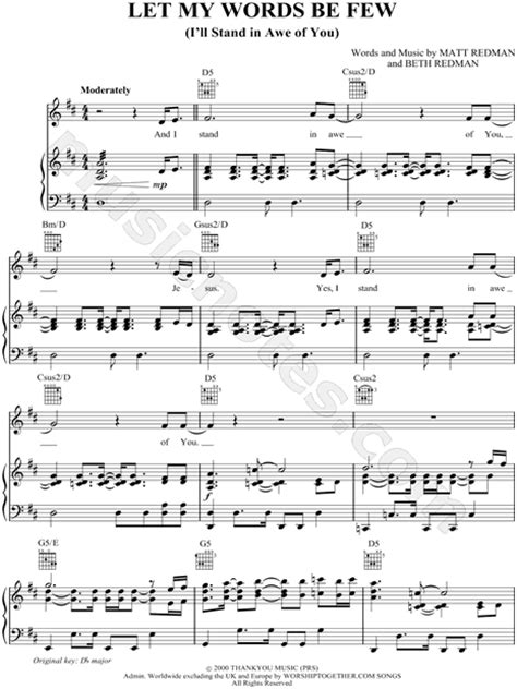 Rebecca St. James "Let My Words Be Few" Sheet Music in D Major ...