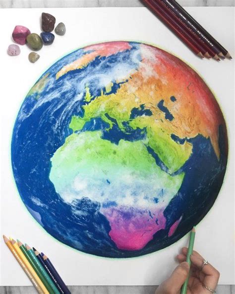 Pencil Realistic Earth Drawing