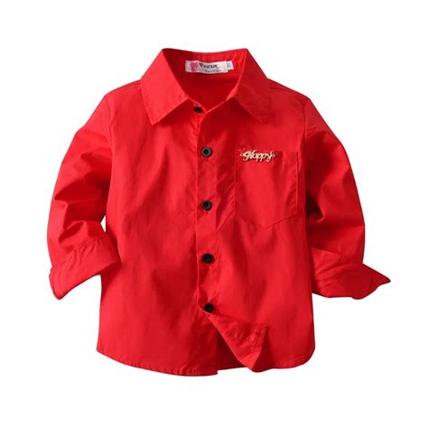 Blouse Boys Red Shirt For Boys Kids Long Sleeve Toddler Boy Shirts ...