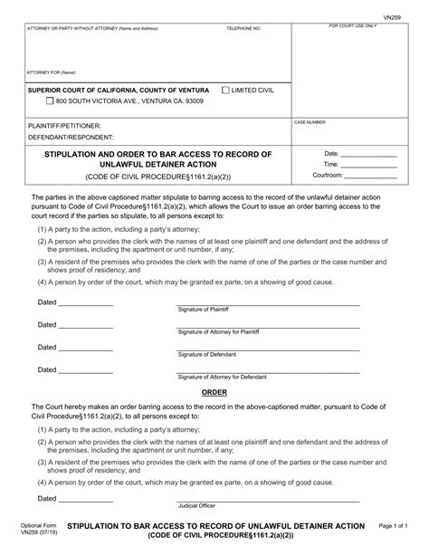 Form VN259 - Fill Out, Sign Online and Download Printable PDF, County of Ventura, California ...