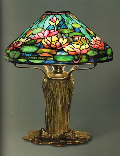 1910 Tiffany Pond Lily Glass Lamp on Cattail Bronze Base | Tiffany style lamp, Stained glass ...