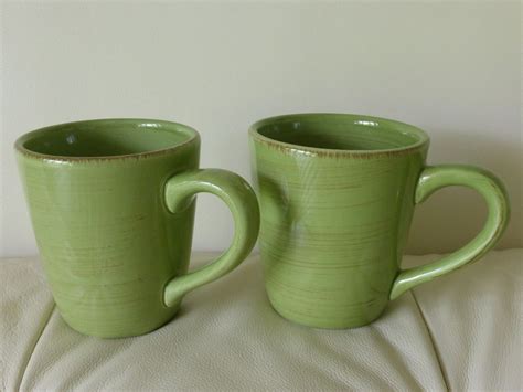 2 Williams Sonoma Marketplace Green Coffee Mugs #WilliamsSonoma | Green ...